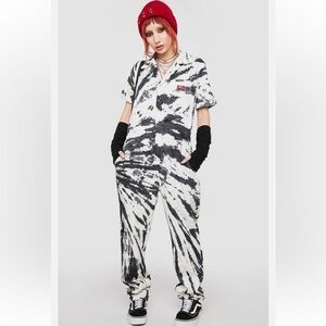 Dickies Black & White (off-white) Tie-Dye Short Sleeve Jumpsuit Size Medium